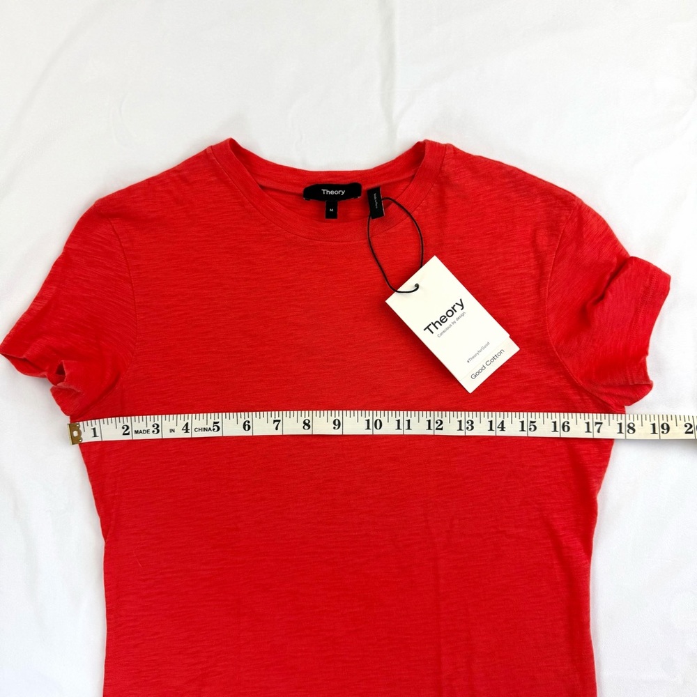 THEORY Tiny Tee Short Sleeve Slub Crewneck in Poppy Red Size Medium (NWT) - Picture 7 of 8